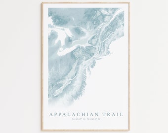 Appalachian Trail Map Print, Appalachian Mountains Wall Art, Hiking Gift, Map of the Appalachian Trail, Appalachian Poster