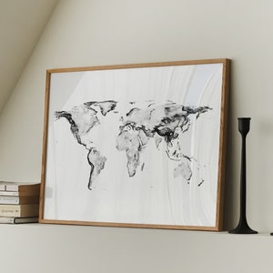 World Map Print, World Map Poster, Map of the World Poster, Map of the World Greyscale, World Map Gift, World Map Home Decor, Travel