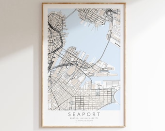 Seaport Map Print, Boston Seaport Poster, Boston Neighborhoods Map Print, Seaport Boston Map, Map of Seaport District, Boston Gift