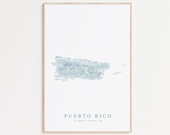 Puerto Rico Map Print, Puerto Rico Decor, Island Map Print, Topographic Map of Puerto Rico, Puerto Rico Art Map, Puerto Rico Gift