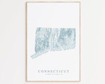 Connecticut Map Print, Connecticut Poster, Map of Connecticut, Connecticut Gift, Connecticut Art, CT Poster, Hartford Connecticut