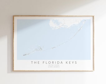 Florida Keys Map Print, Florida Keys Wall Art, Key West Map Print, Florida Poster, Florida Gift, Key West Map Poster, Key West Gift