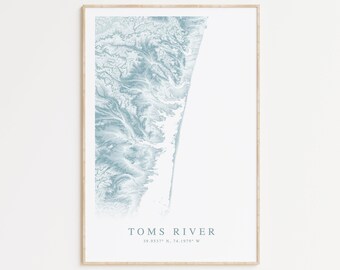 Toms River New Jersey Map Print, Toms River Poster, Toms River Gift, New Jersey Beach Home Gift, New Jersey Art, Beach House Decor