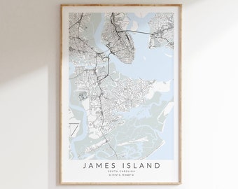 James Island South Carolina Map Print, Map of James Island, Charleston Poster, South Carolina Map, Charleston Gift, South Carolina Gift