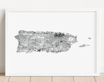 Puerto Rico Map Print | Puerto Rico Poster | Map Home Decor | Puerto Rico Gift | Personalized Map | San Juan Puerto Rico | Island Map