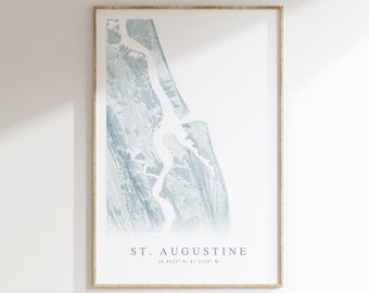 Impresión de mapas de San Agustín Florida, Mapa de San Agustín, Regalo de la casa de la playa de Florida, Arte de la pared de Florida, Decoración de la casa de la playa, Regalo de San Agustín