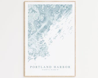 Portland Harbor Maine Map Print, Portland Map Poster, Portland Maine Poster, Maine Map Print, Maine Gift, Portland ME Gift, Coastal Wall Art