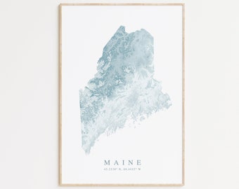 Maine State Map Print, Maine Poster, Map of Maine, Maine Gift, Portland Maine Poster, Maine Art, ME Poster, Maine Home Decor, Maine Map Art