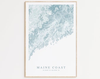 Maine Coast Map Print, Coast of Maine Poster, Maine Map Print, Maine Map Print, Maine Gift, Maine Home Decor, Portland Maine Map