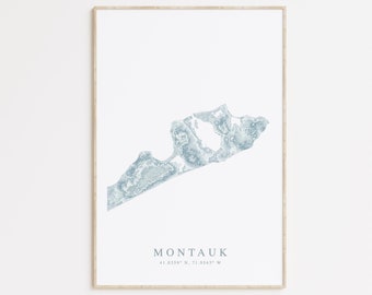 Impresión de mapas de Montauk, Mapa de Montauk Nueva York, Regalo de Montauk, Los Hamptons NY, Arte de Long Island, Decoración de la casa de playa