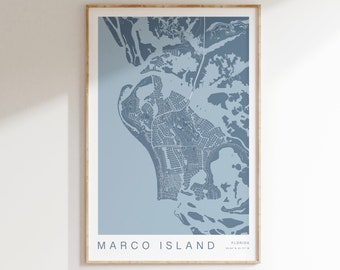 Marco Island Map Print, Florida Map Print, Marco Island Florida Poster, Marco Island Decor, Coastal Decor, City Map Print, Florida Map