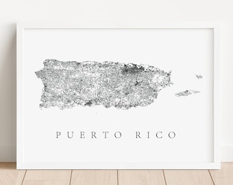 Puerto Rico Map Print | Puerto Rico Poster | Map Home Decor | Puerto Rico Gift | Personalized Map | San Juan Puerto Rico | Island Map