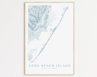 Long Beach Island New Jersey Map Print, Beach Haven Poster, Long Beach Gift, New Jersey Beach Home Gift, New Jersey Art, Beach House Decor