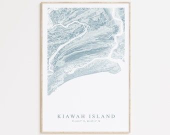 Kiawah Island Map Print, Map of Kiawah Island South Carolina, Charleston Gift, South Carolina Art, Beach House Decor, Kiawah Island Gift