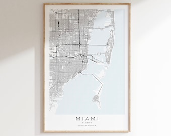 Miami Map Print, Miami Map Poster, Miami Florida Map Poster, Miami Map Art, Miami Gift, Florida Gift, Florida Map Print, Miami Wall Art