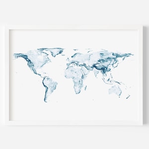 World Map Print, World Map Poster, Map of the World Poster, Map of the World Blue, World Map Gift, World Map Home Decor, Travel Map