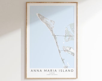 Anna Maria Island Florida Map Print, Map of Anna Maria Island, Anna Maria Florida Poster, Florida Map Print, Florida Wall Art, Florida Gift