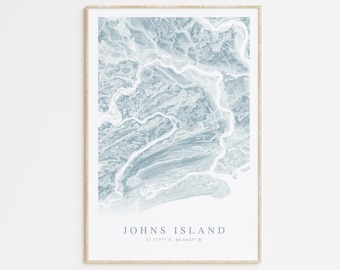 Johns Island Map Print, Map of Johns Island South Carolina, Johns Island Gift, South Carolina Art, Beach House Decor, Charleston SC Art
