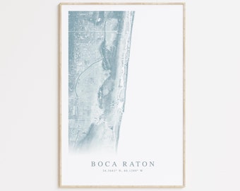 Boca Raton Florida Map Print, Map of Boca Raton Florida, Florida Beach Home Gift, Florida Wall Art, Beach House Decor, Boca Raton Gift