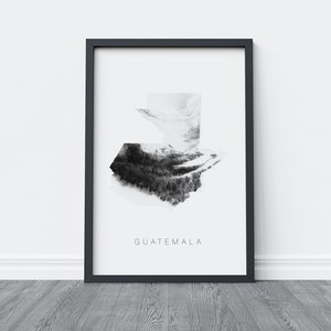 Impression de carte du Guatemala | Affiche du Guatemala | Carte en relief du Guatemala | Cadeau Guatemala | Art mural guatémaltèque | Décoration de la maison guatémaltèque