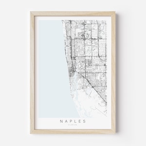 Naples Florida Map Print, Naples Wall Art, Naples Poster, Naples Florida Decor, Coastal Wall Art, Naples Gift, Florida Map, Map of Florida