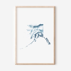 Impression de carte de l'Alaska | Affiche de l'Alaska | Affiche Juneau | Carte stylisée de l'Alaska | Cadeau de l'Alaska | Décoration d'intérieur de l'état de l'Alaska | Carte de l'État de l'Alaska