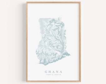 Ghana Map Print, Ghana Map Art, Accra Ghana Map Poster, Ghana Wall Art, Ghana Gift, Accra Map Print, Ghana Poster