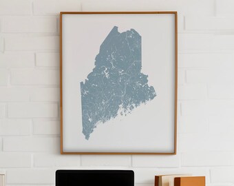 Maine Map Print, Maine Poster, Maine State Map Decor, Maine Gift, Portland Maine, Portland Maine Map Gift, Maine Wall Art