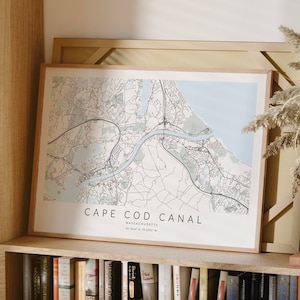 Impression de carte du canal de Cape Cod, impression de carte de Cape Cod, affiche de Cape Cod, art de Cape Cod, cadeau de Cape Cod, carte du canal de Cape Cod, maison de Cape Cod