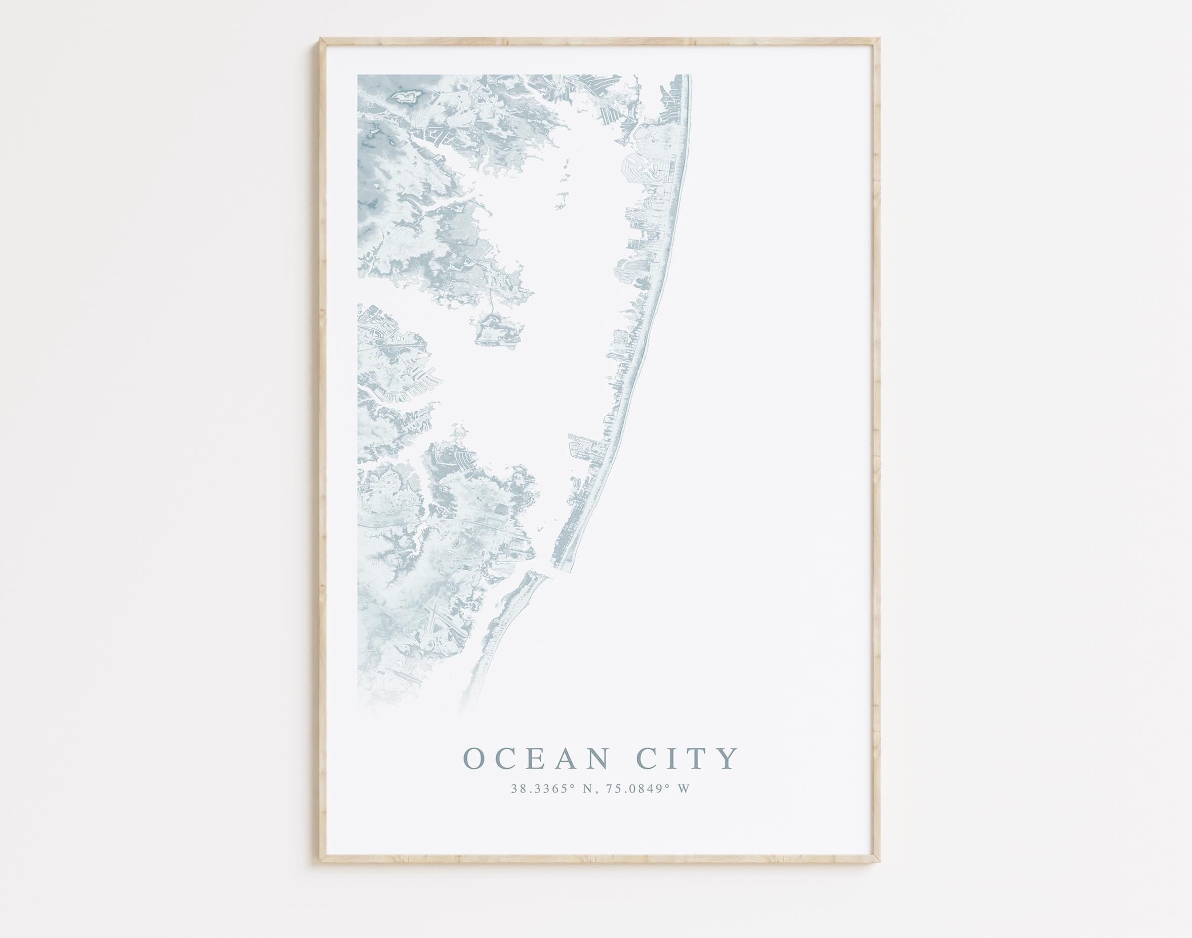 Ocean City Maryland Map Print, Map of Ocean City, Ocean City Gift, Maryland Map Poster, Maryland Art, Beach House Decor
