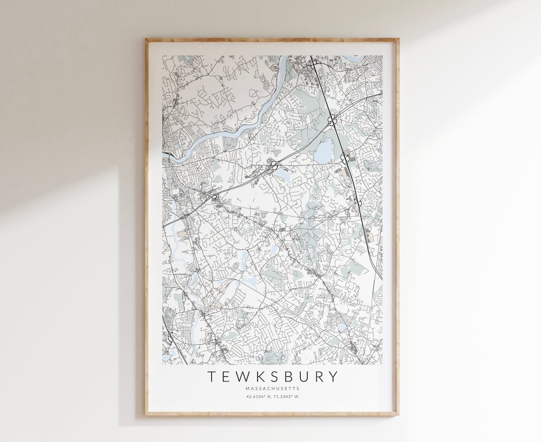 Tewksbury Massachusetts Map Print, Tewksbury Map Poster, Tewksbury Massachusetts Poster, Map of