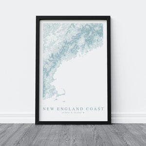 New England Coast Map Print