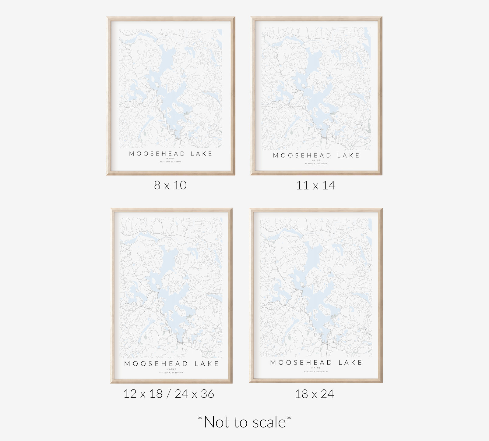 Moosehead Lake Maine Map Print, Map of Moosehead Lake, Moosehead Lake