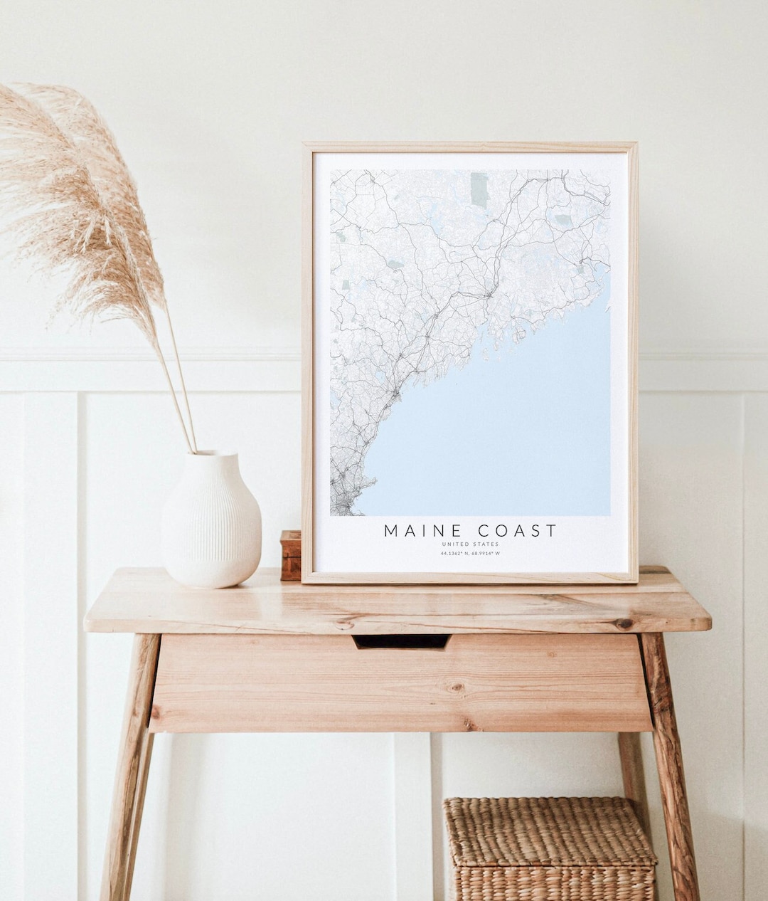 Maine Coast Map Print, Coastal Maine Poster, Map of Maine, Maine Wall ...