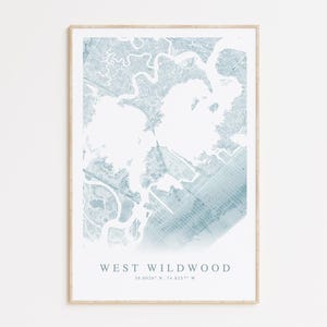 west wildwood new jersey map print in wood frame
