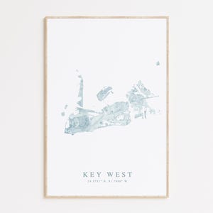Impression de carte de Key West, cadeau de Key West, carte des Keys de la Floride, art de la maison de plage de la Floride, cadeau de la Floride, décoration de maison de plage, art mural beachy