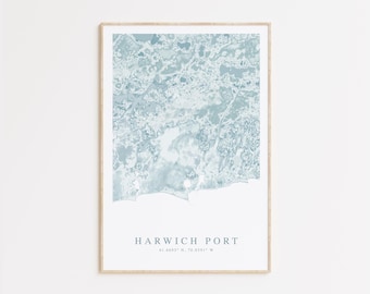 Harwich Port Map Print, Cape Cod Map Poster, Harwich Gift, Massachusetts Map Poster, Cape Cod Art, Beach House Decor, Cape Cod Art