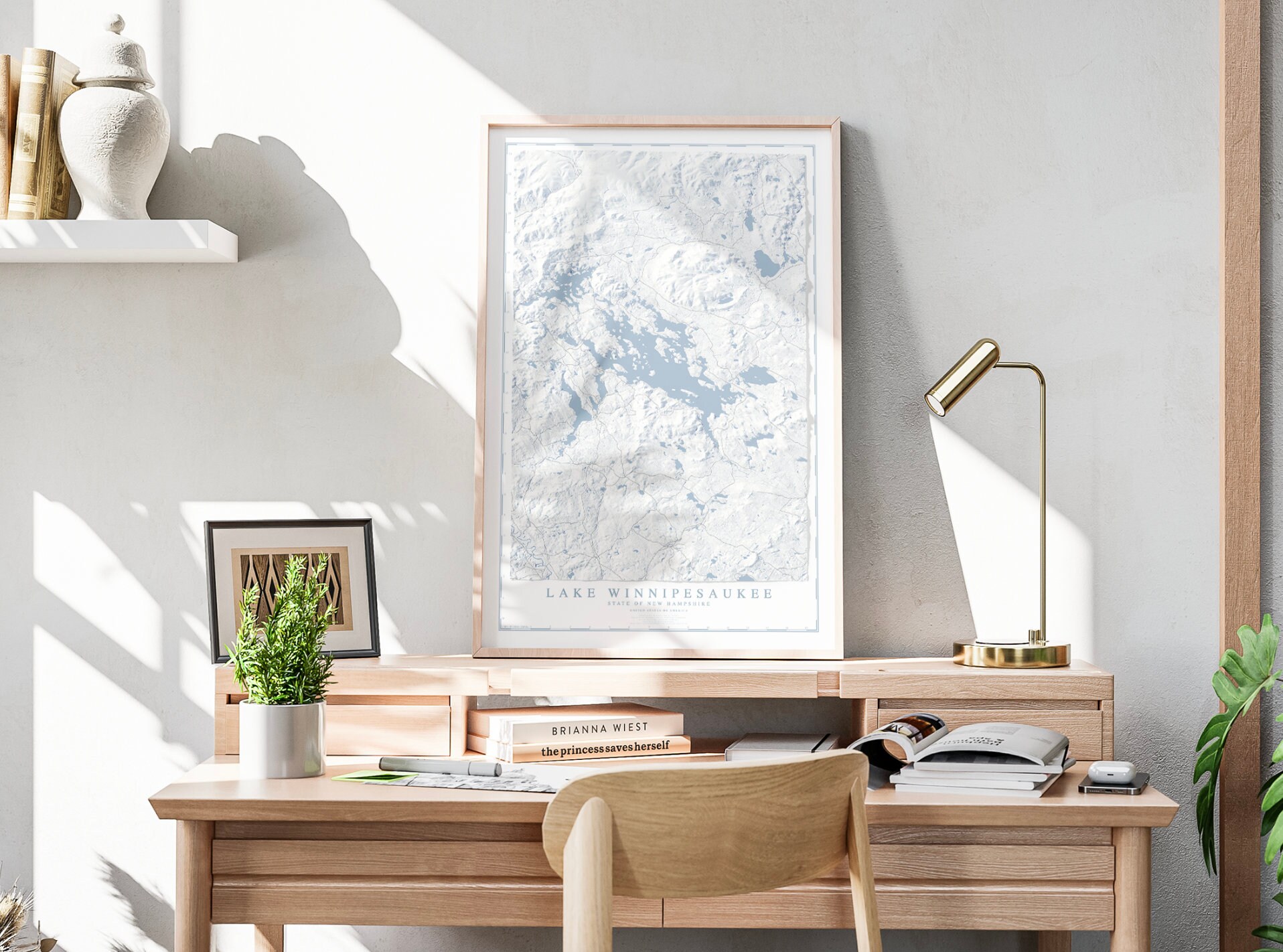 Lake Winnipesaukee Map Print, Lake Winnipesaukee Print, Lake Winni