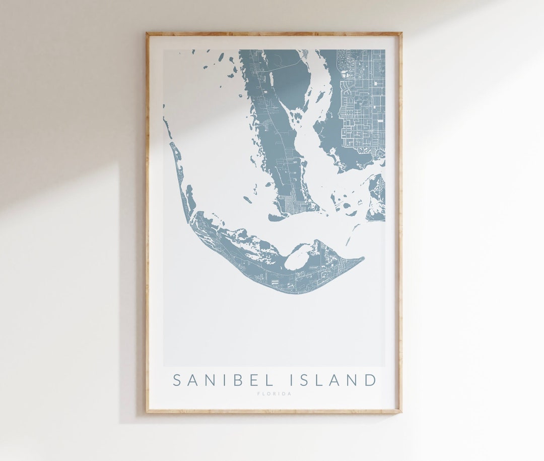 Sanibel Island Map Print, Florida Map Print, Sanibel Island Florida Poster, Sanibel Island Gift ...