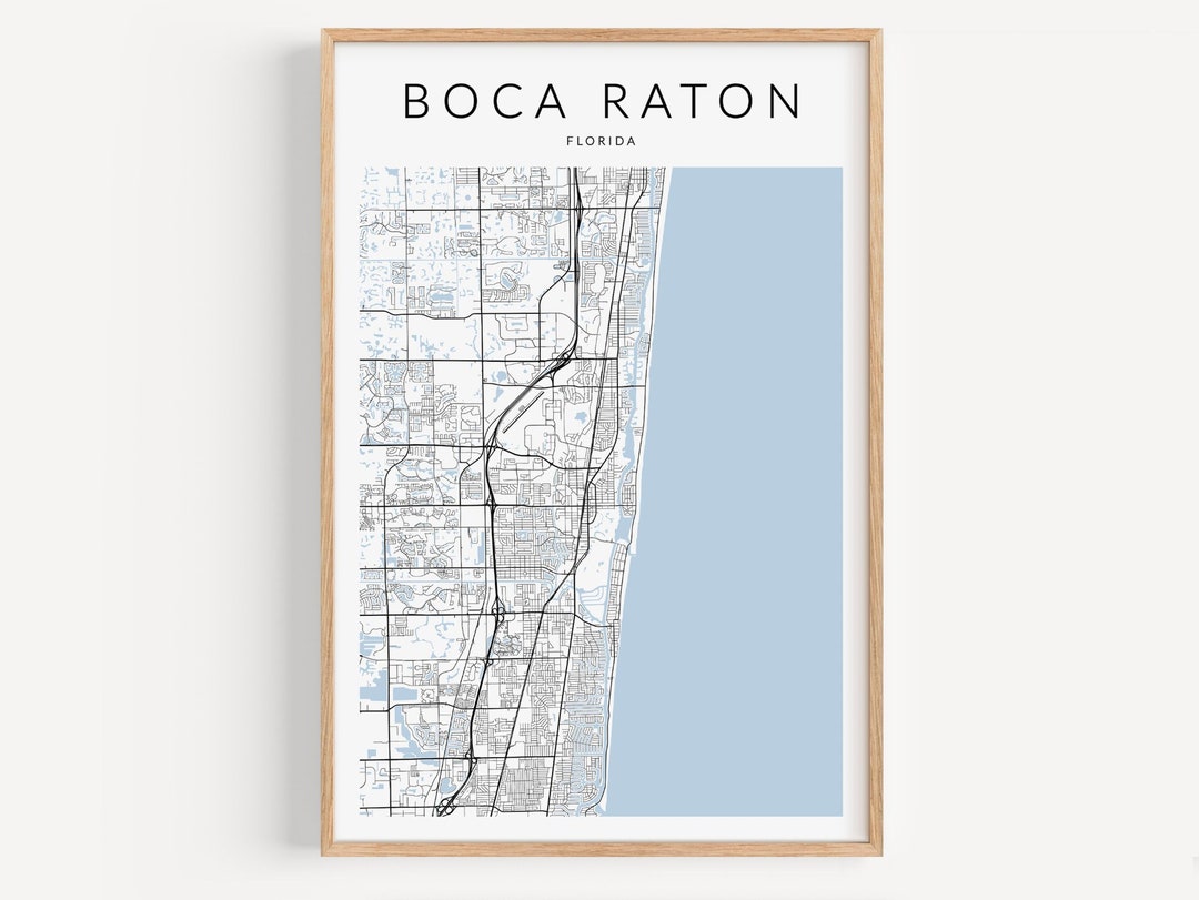 Boca Raton Florida Map Print, Boca Raton Poster, Boca Raton Gift, Boca ...
