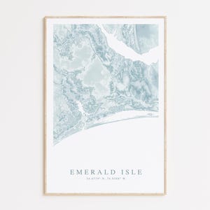 Emerald Isle North Carolina Map Print, Map of Emerald Isle NC, Emerald Isle Gift, North Carolina Map Poster, Carolina Coast, Beach House Art