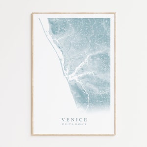 Impression de carte de Venise en Floride, carte de Venise en Floride, cadeau maison plage Floride, art mural Floride, décoration maison de plage, art mural plage