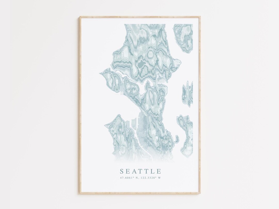 Seattle Map Print, Map of Seattle Washington, Beach Home Gift, Seattle ...