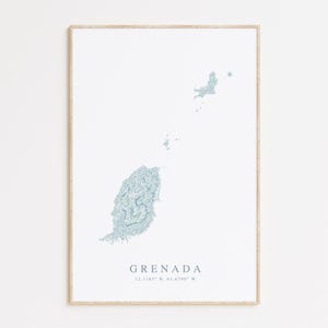 Grenada Map Print, Map of Grenada, Caribbean Beach Home Gift, Grenada Art, Beach House Decor, Saint George&#39;s Grenada Map Print