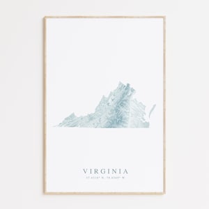 Virginia State Map Print, Virginia Poster, Map of Virginia, Virginia Gift, Richmond Virginia, Chesapeake Bay Poster, Virginia Beach Gift