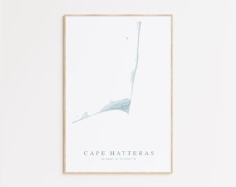 Cape Hatteras North Carolina Map Print, Map of Cape Hatteras, Outer Banks Map Poster, North Carolina Map Poster, Beach House Decor