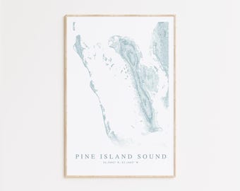 Pine Island Sound Map Print, Pine Island Poster, Florida Map Print, Sanibel Decor, Pine Island Florida Gift, Florida Home Decor