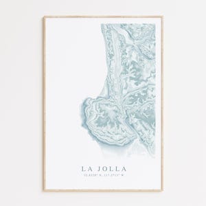 Impression de carte de La Jolla en Californie, cadeau maison en Californie, cadeau La Jolla, cadeau en Californie, décoration de maison de plage, art mural plage, art mural Californie