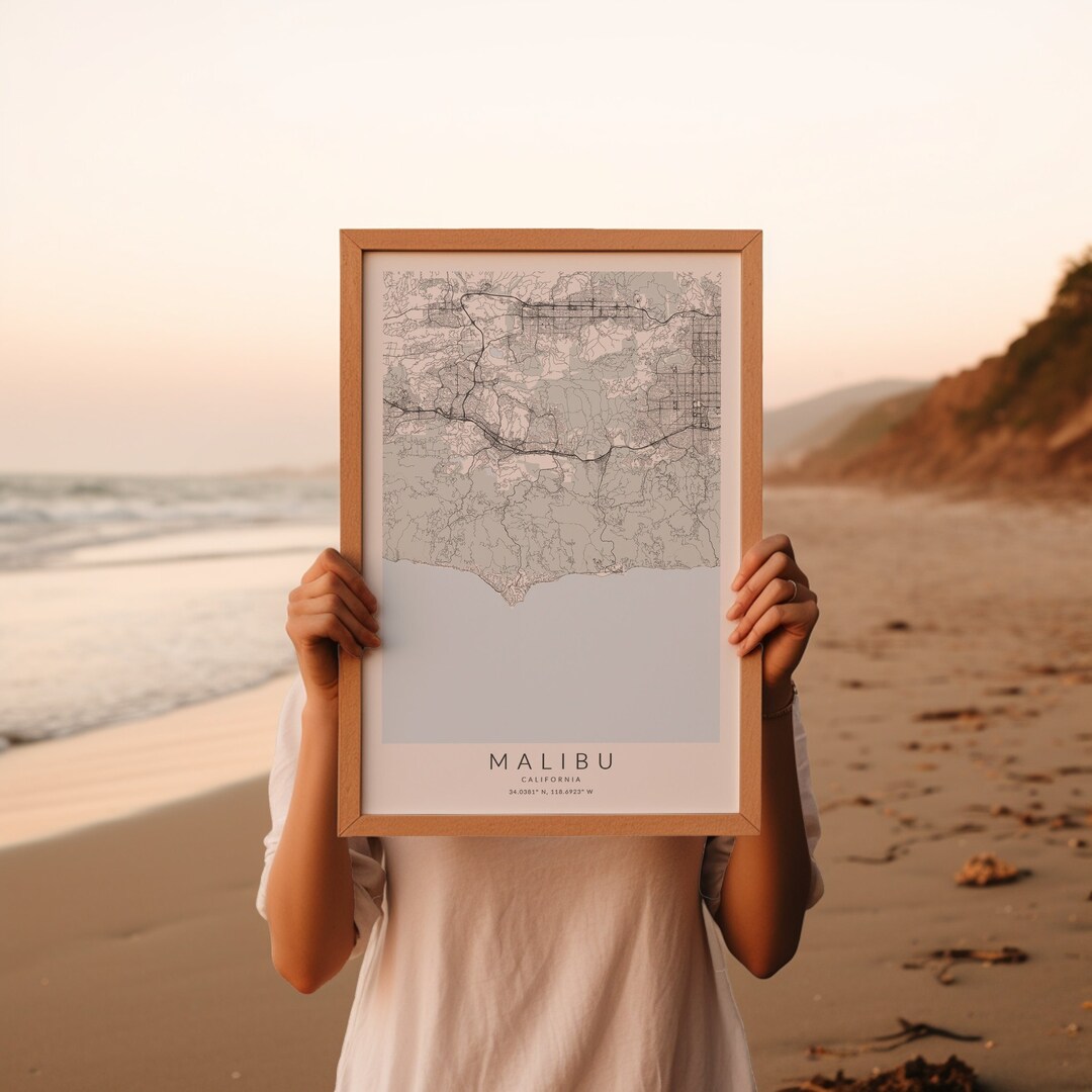 Malibu California Map Print, Malibu California Poster, Map of Malibu