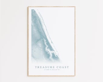 Treasure Coast Map Print, Florida Gift, Topographic Map